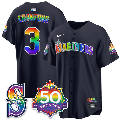 Seattle Mariners Happy Pride Month Vapor Jersey - Stitched