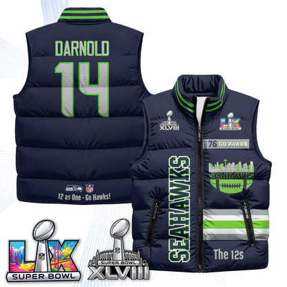 Seattle Seahawks "Go Hawks" Edition Puffer Vest - Printed