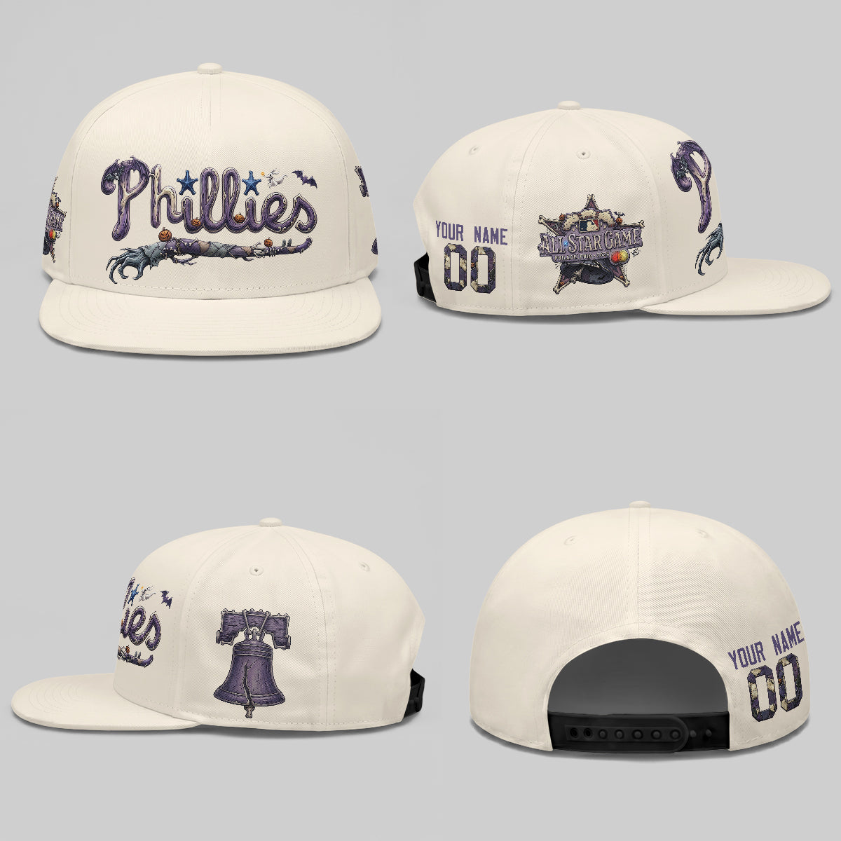 Philadelphia Phillies Nightmare Snapback Personalized Cap - Printed
