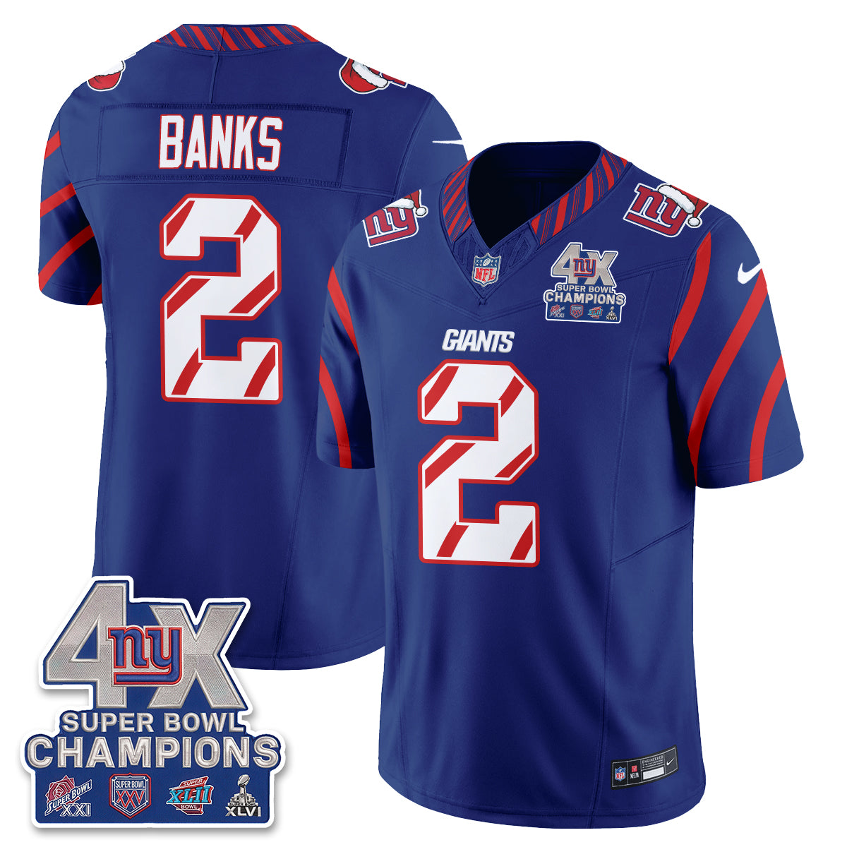 NYG  Xmas Edition Vapor Jersey - Stitched
