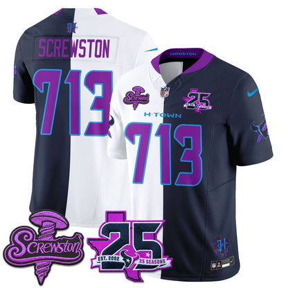 Houston Texans DJ Screw Split Vapor Jersey - Stitched