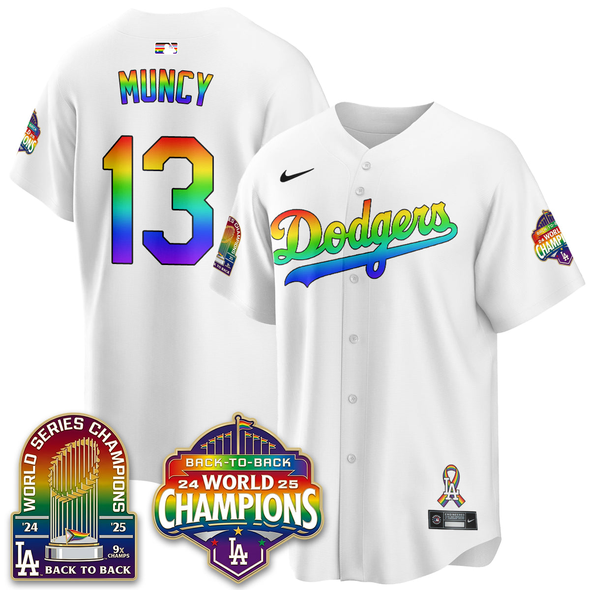 Los Angeles Dodgers Happy Pride Month Vapor Jersey - Stitched
