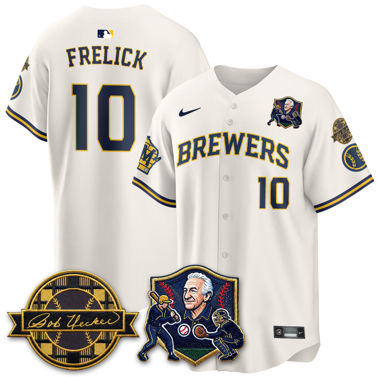 MIL Bob Uecker - 54 Seasons for Brewers' Vapor Limited Gold Jersey - All Stitched