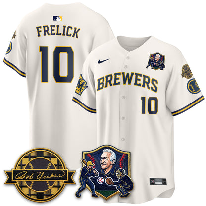MIL Bob Uecker - 54 Seasons for Brewers' Vapor Limited Gold Jersey - All Stitched