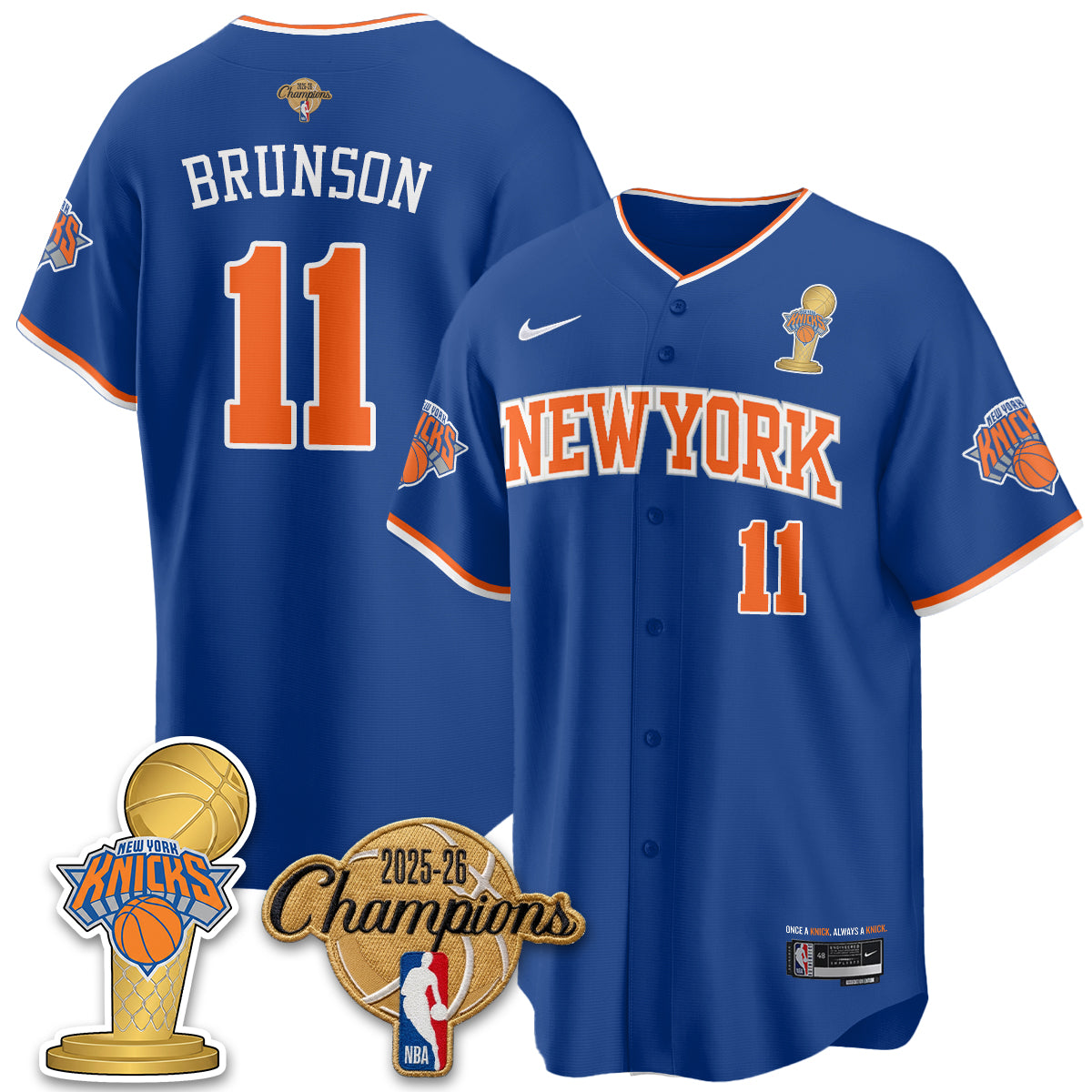 NYK 2026 NBA Champions Vapor Black Gold Jersey - Stitched
