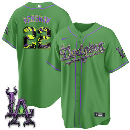 Los Angeles Dodgers Villains Halloween - Horned Queen Vapor Jersey- Stitched