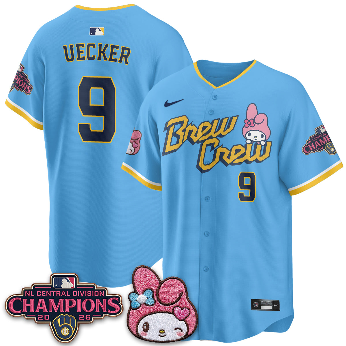 Milwaukee Brewers NL Central Champs x Pink Sanrio Friend  Vapor Jersey - Stitched