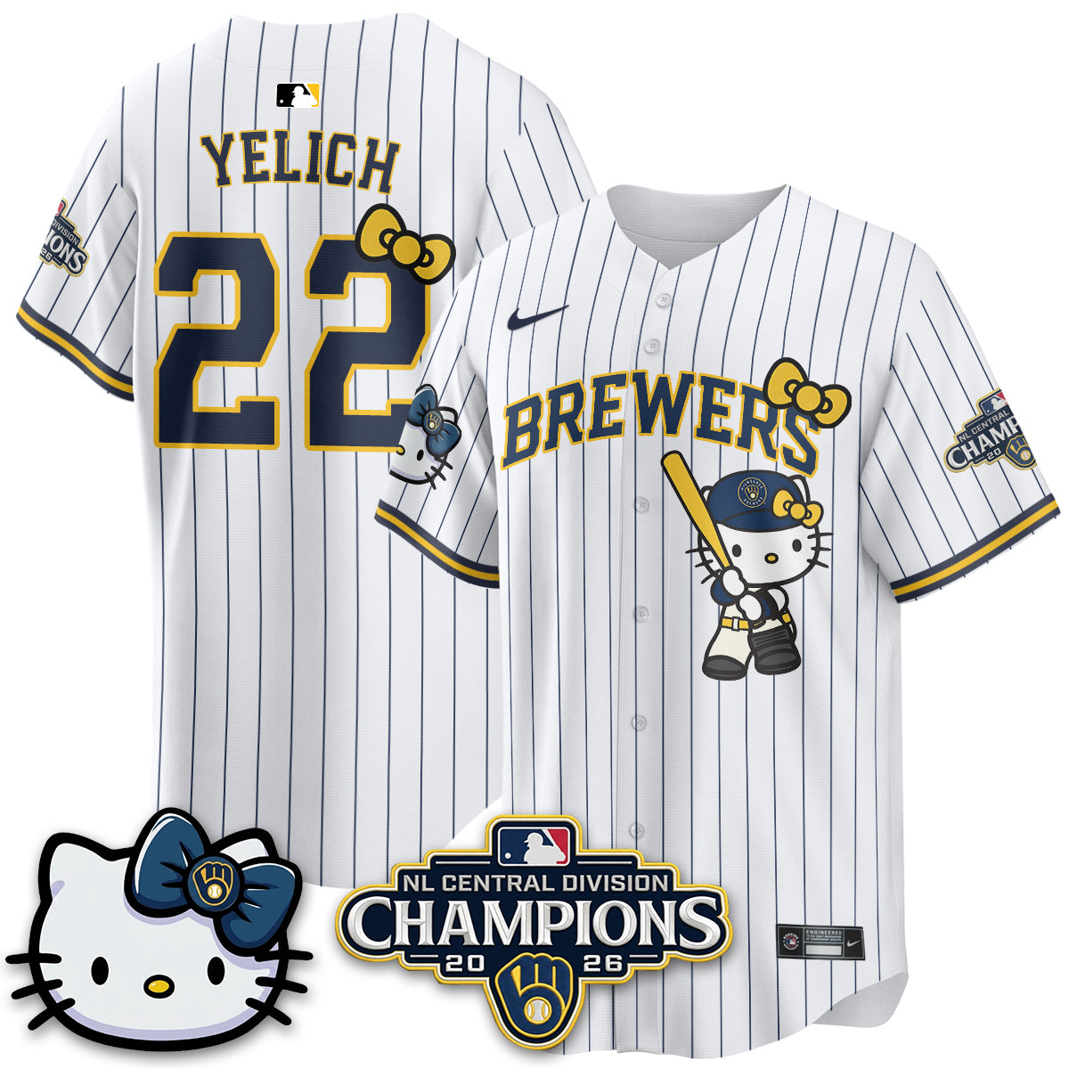 Milwaukee Brewers NL Central Champs x Meow KT Vapor Jersey - Stitched