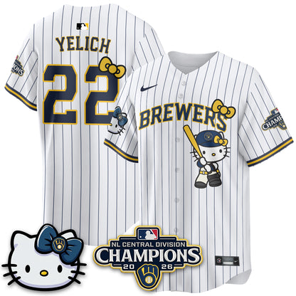Milwaukee Brewers NL Central Champs x Meow KT Vapor Jersey - Stitched