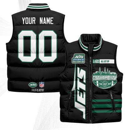New York Jets Gotham City Custom Puffer Vest - Printed