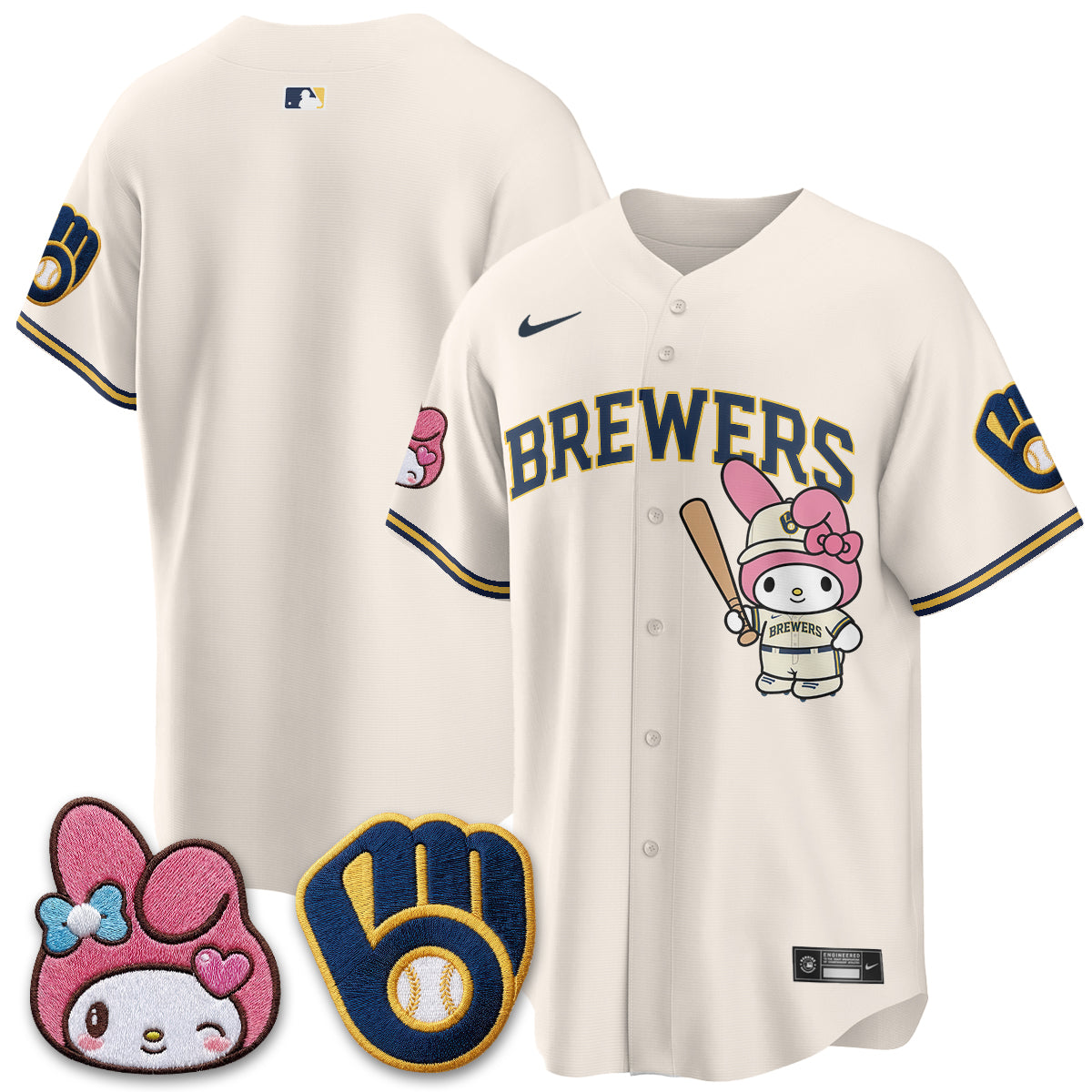 Milwaukee Brewers x Pink Sanrio Friend Edition Vapor Jersey - Stitched