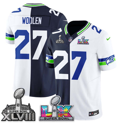 Seattle Seahawks Throwback 2 SB Patches Vapor Jersey - Stitched