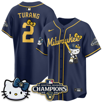 Milwaukee Brewers NL Central Champs x Meow KT Vapor Jersey - Stitched