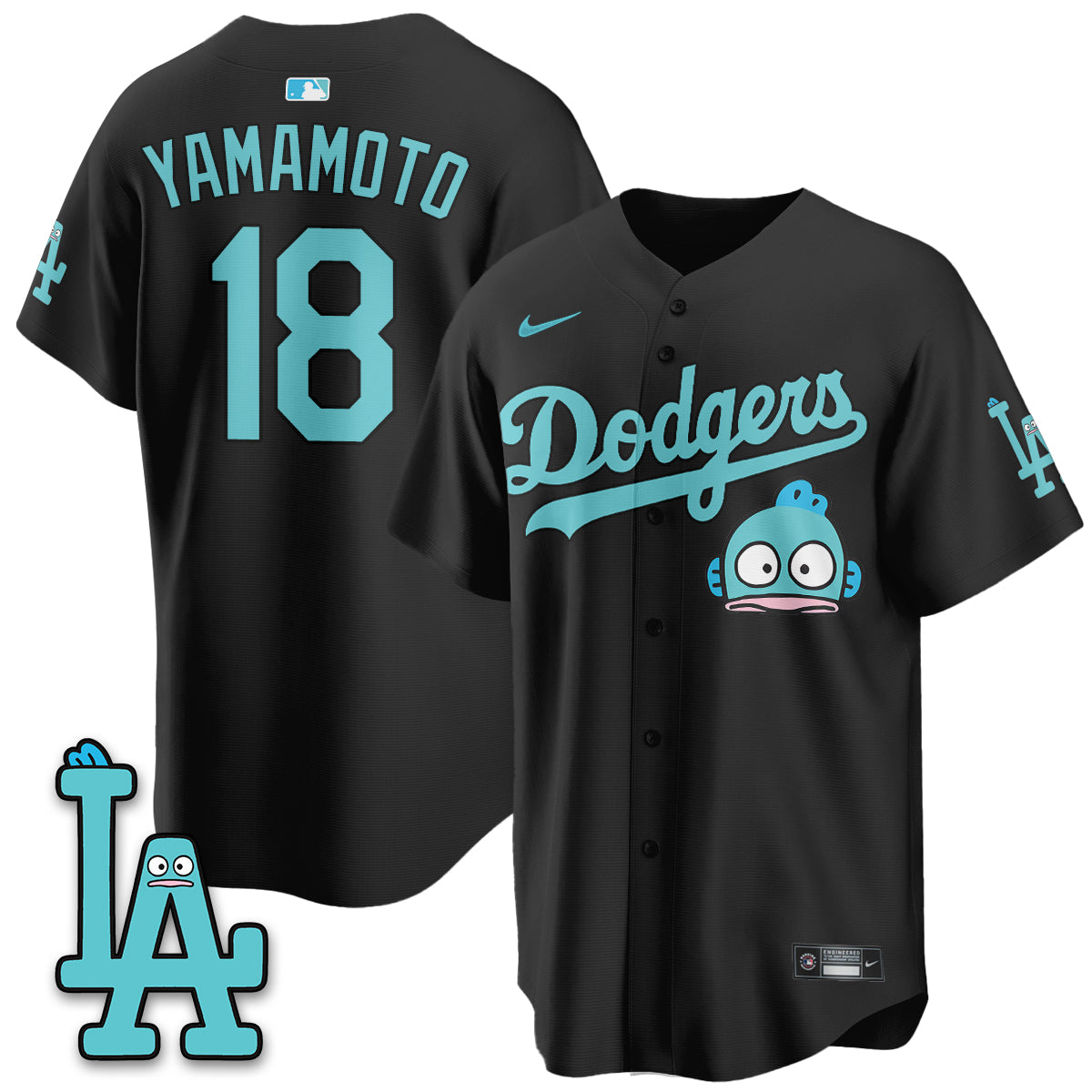 Los Angeles Dodgers x Hangyodon Edition Vapor Jersey- Stitched