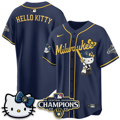 Milwaukee Brewers NL Central Champs x Meow KT Vapor Jersey - Stitched