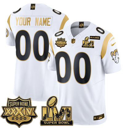 LAR SBowl Champs Gold Vapor Custom Jersey - Stitched