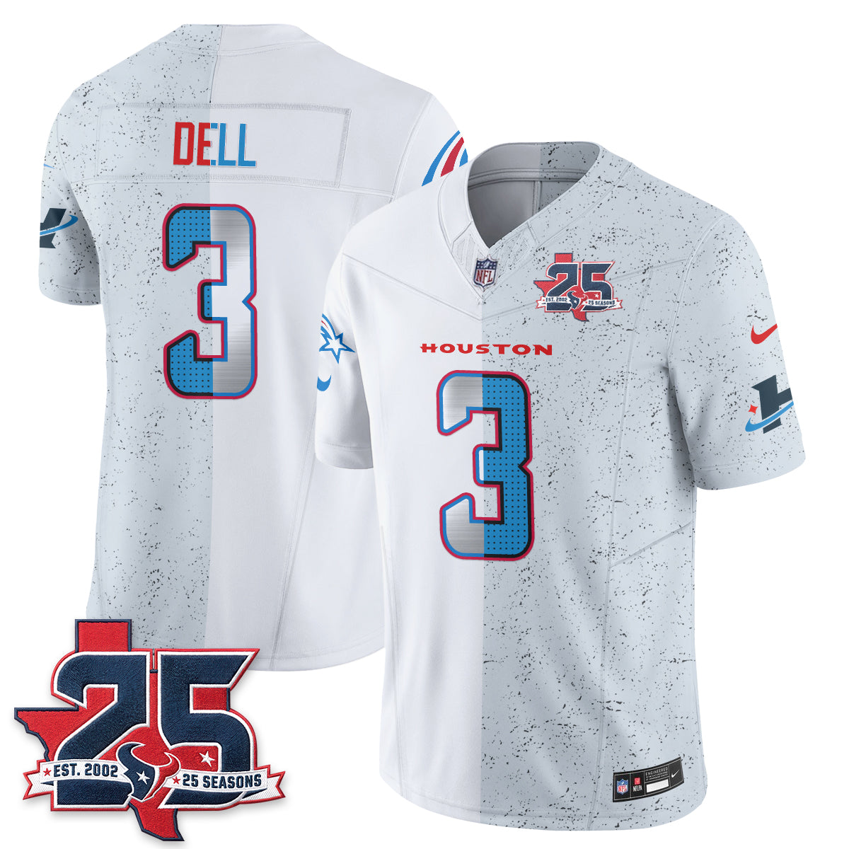 HOU Fan Gear Split Vapor Jersey - Stitched