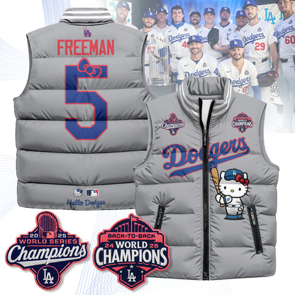Los Angeles Dodgers Meow KT Edition Unisex Puffer Vest - Printed