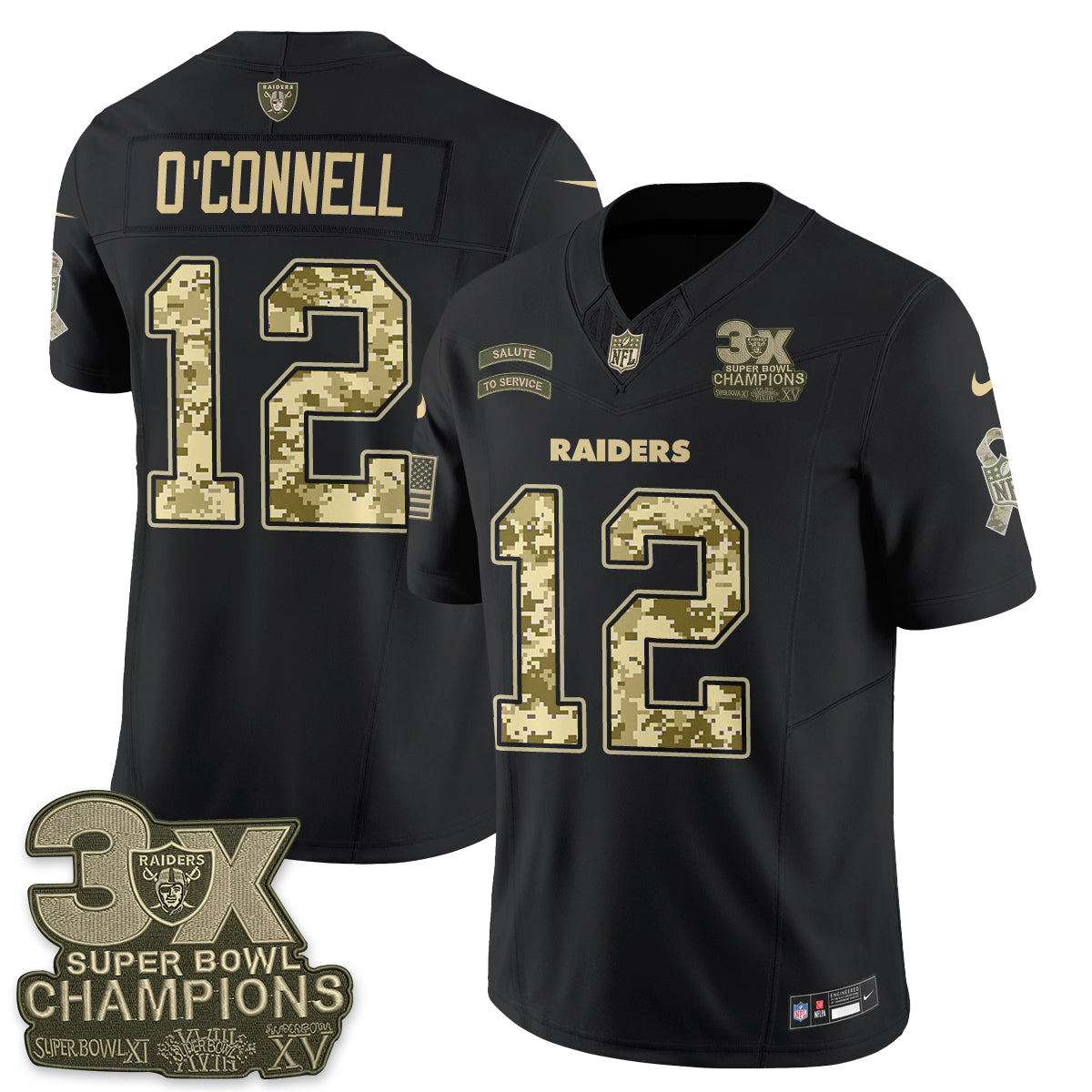 Las Vegas Raiders 2026 Salute to Service V2 Vapor Jersey - Stitched