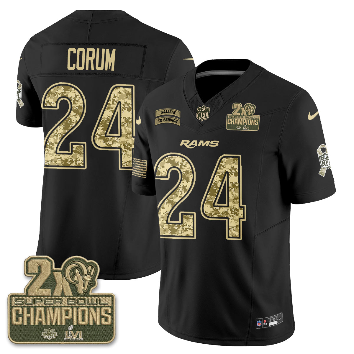 Los Angeles Rams 2026 Salute To Service Vapor Jersey V2- Stitched
