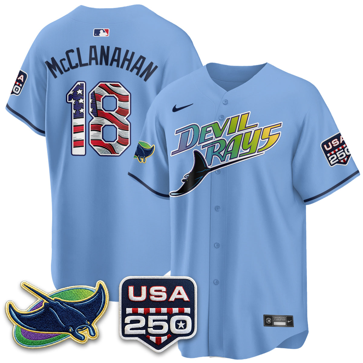Tampa Bay Rays Independence Day USA 2026 City Connect Vapor Jersey - Stitched