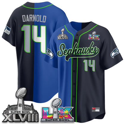Seattle Seahawks S.Bowl Champs Split Baseball Vapor Jersey V2- Stitched