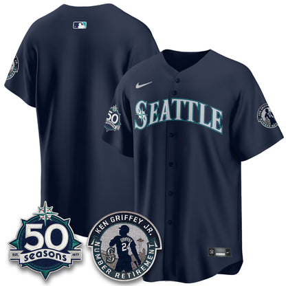 SEA Ken Griffey Jr. Patch Vapor Premier Limited Jersey - All Stitched