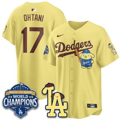 Los Angeles Dodgers Pompompurin Edition Vapor Jersey - Stitched