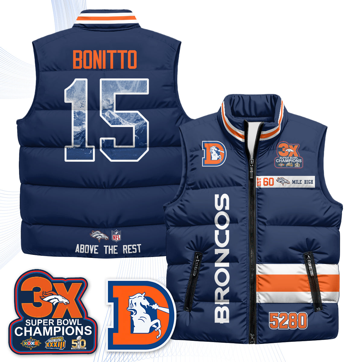 DEN "Mile High" Puffer Vest - Printed