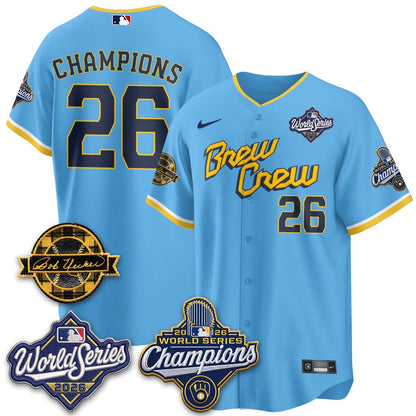 MIL 2026 WS Champions - Bob Uecker Patch Cream Jersey - Stitched (#24)