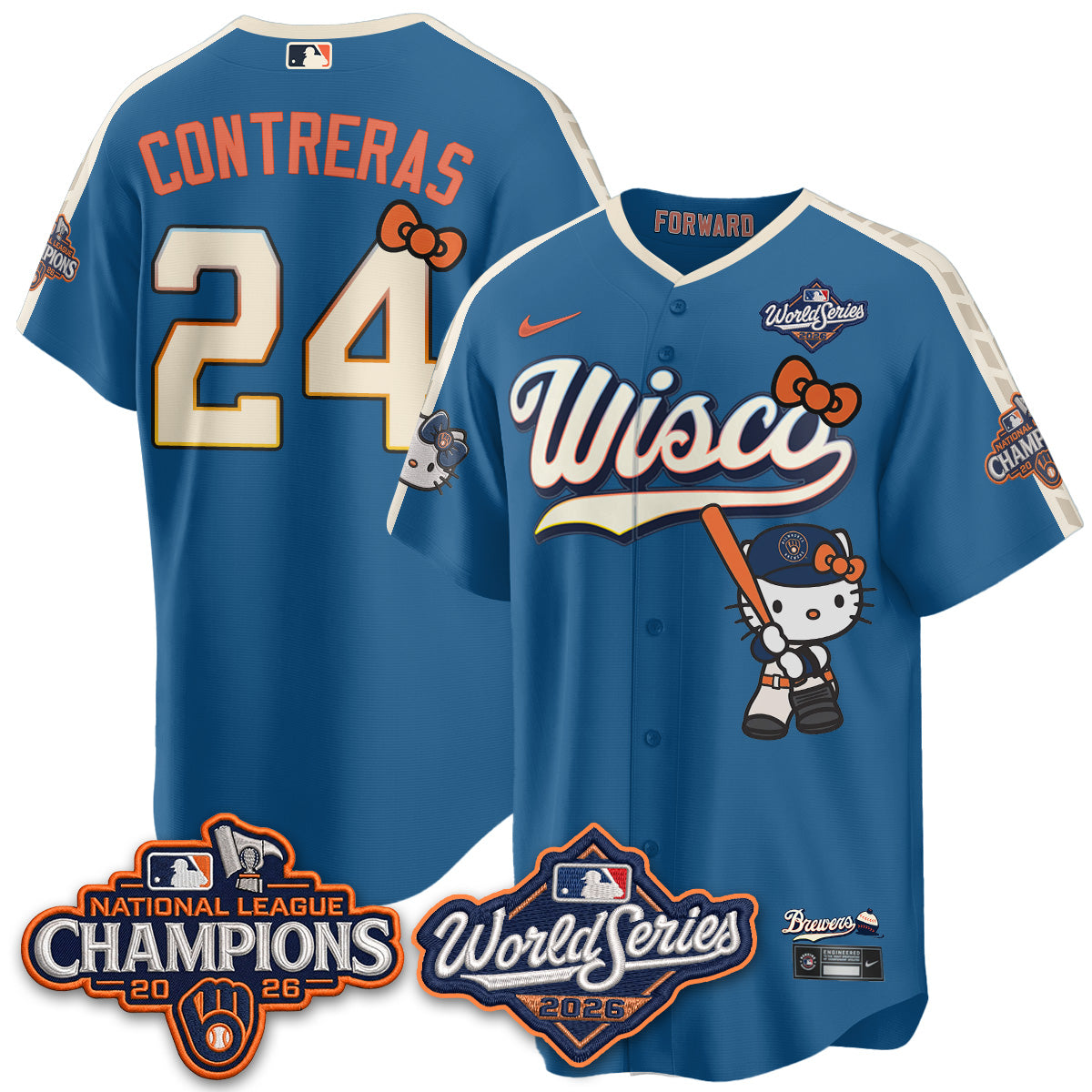 Milwaukee Brewers 2026 NL Champions x Meow KT Vapor Jersey - Stitched
