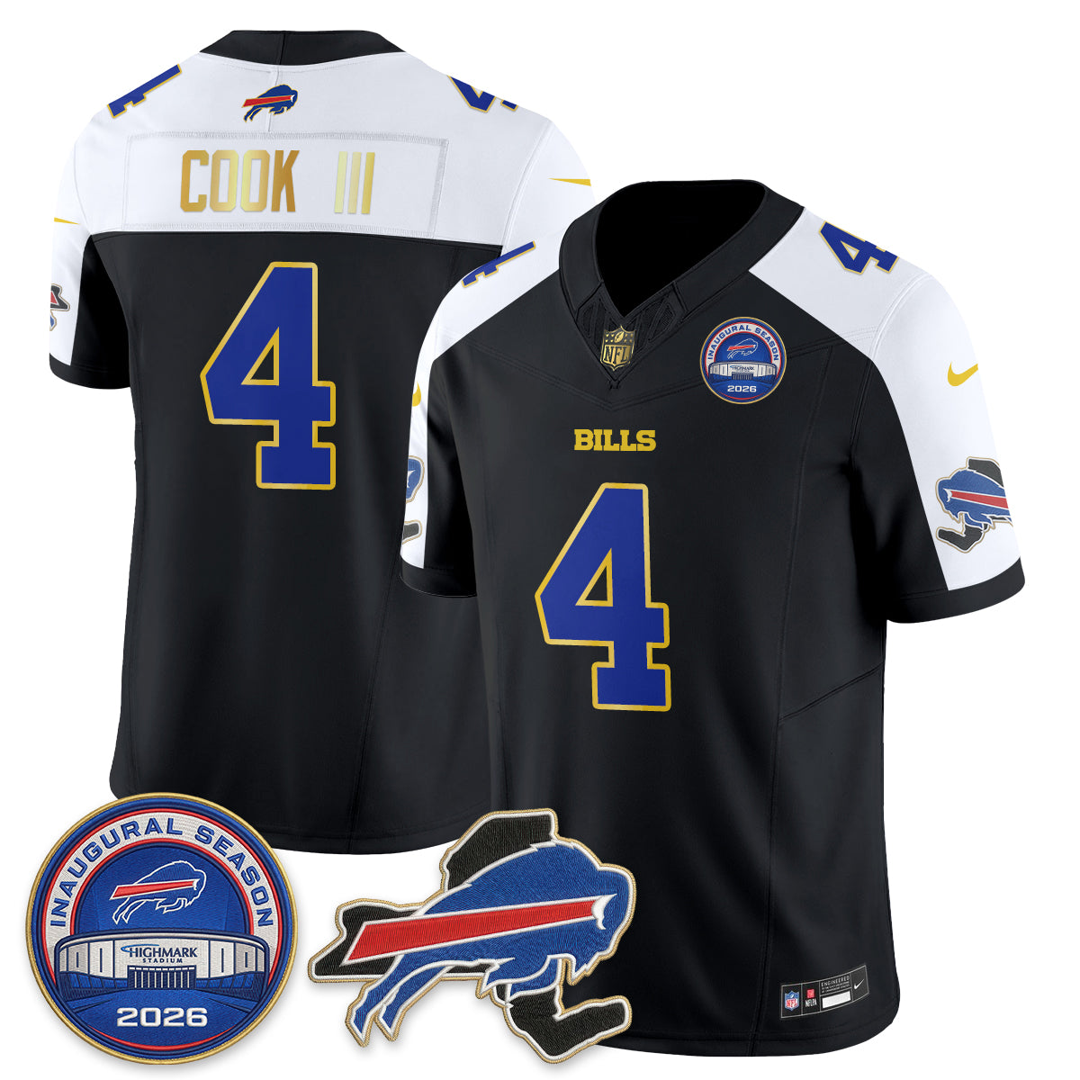 Buffalo Bills 2026 Gold Trim Edition Vapor Jersey - Stitched