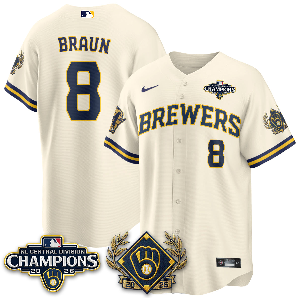 Milwaukee Brewers 2026 NL Division Champs Vapor Jersey - Stitched