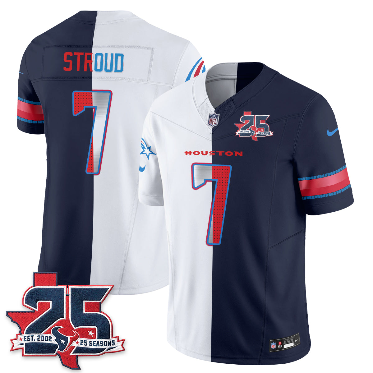 HOU Fan Gear Split Vapor Jersey - Stitched