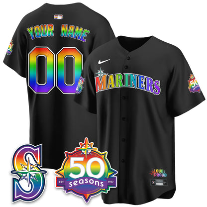 Seattle Mariners Happy Pride Month Vapor Custom Jersey - Stitched
