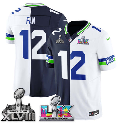 Seattle Seahawks Throwback 2 SB Patches Vapor Jersey - Stitched
