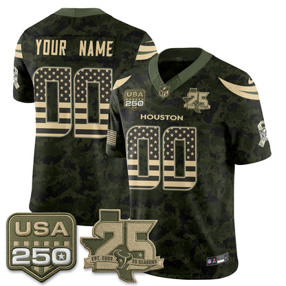 Houston Texans 2026 Salute to Service Edition Vapor Custom Jersey - Stitched