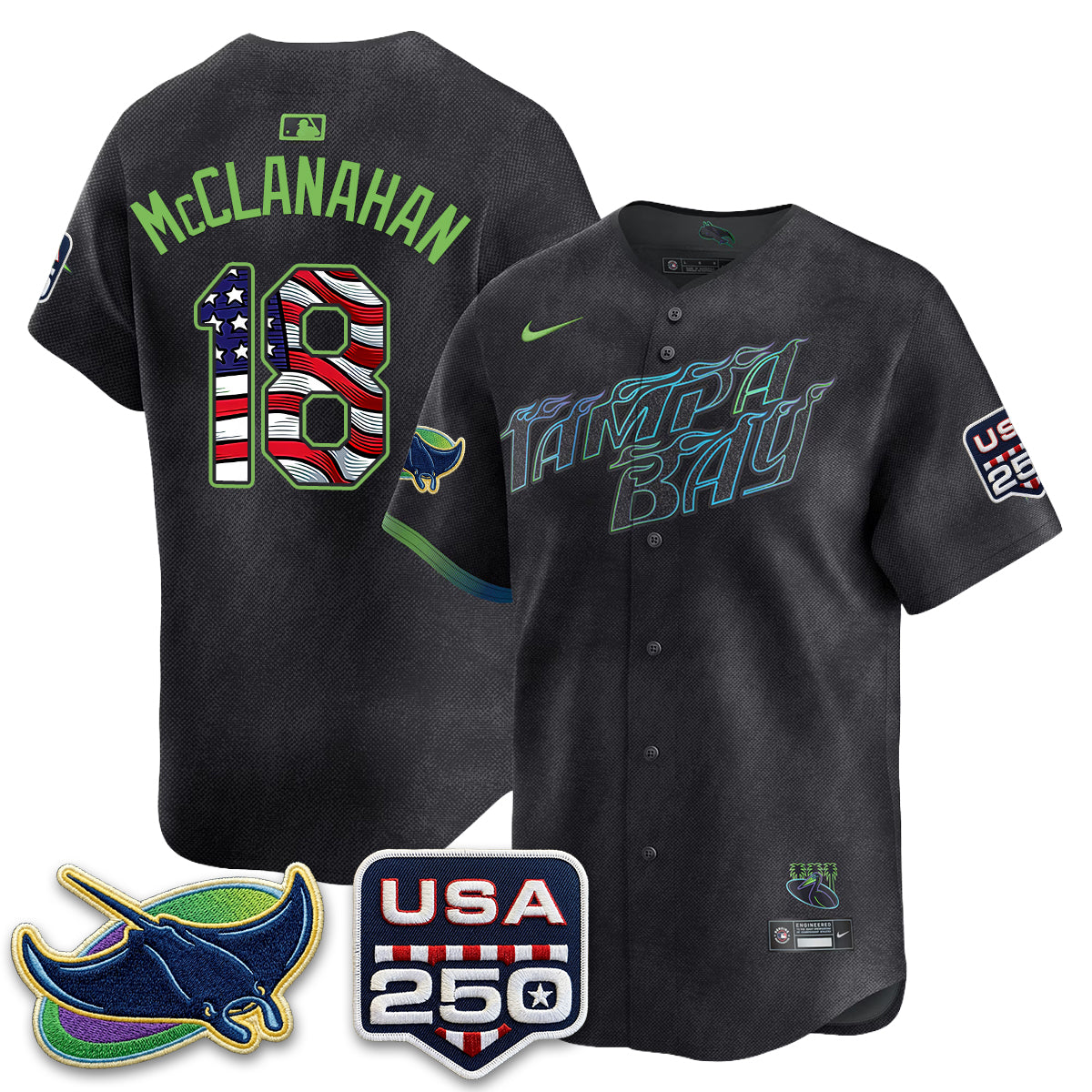 Tampa Bay Rays Independence Day USA 2026 City Connect Vapor Jersey - Stitched