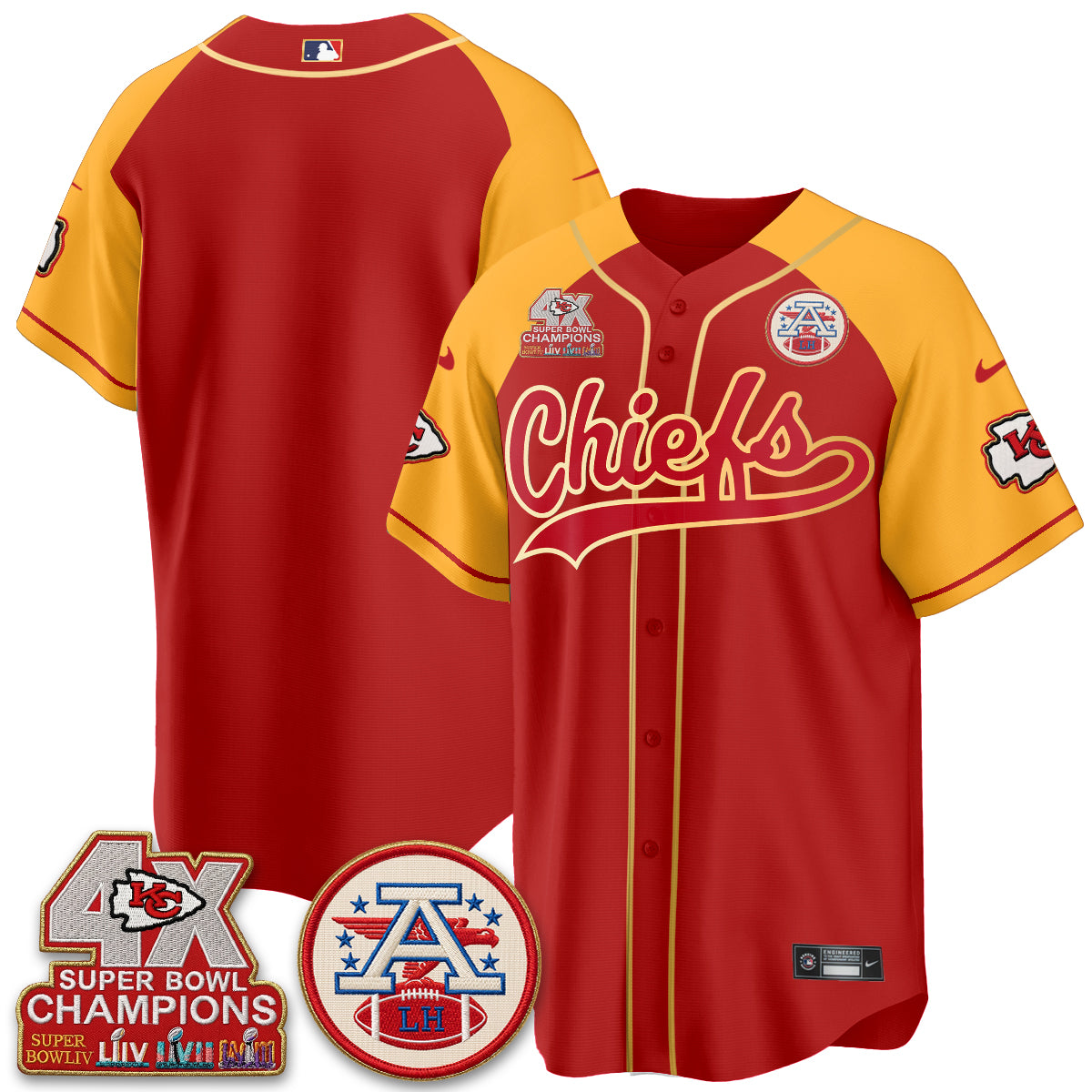 KC 4X Champs Gold Trim Edition Vapor Baseball Jersey - Stitched