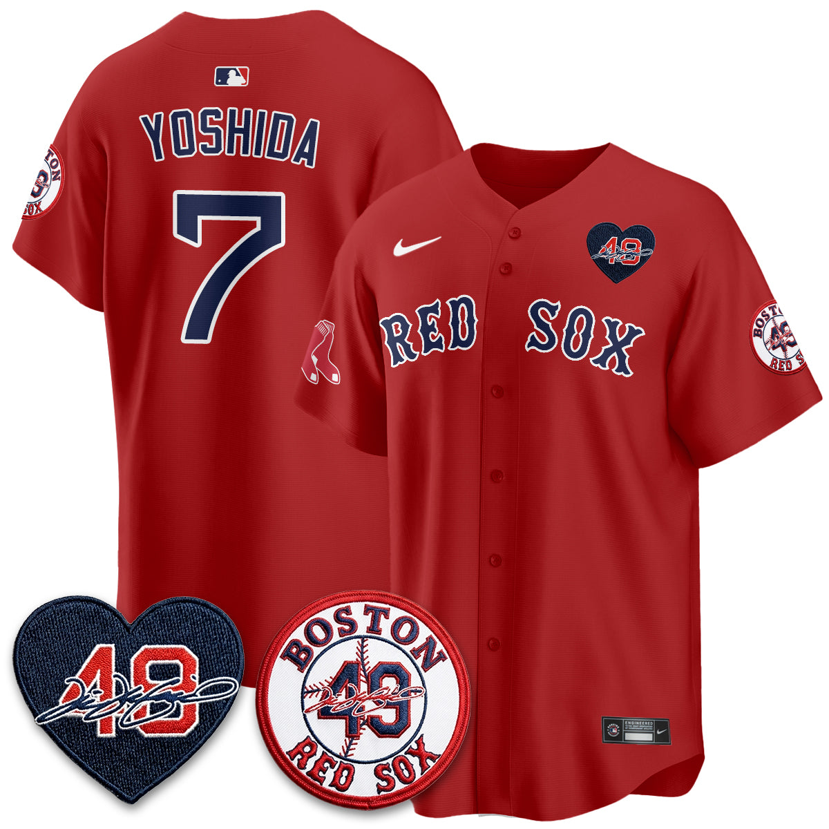 BOS Tim Wakefield Memorial Patch Vaper Premier Limited Red Jersey - All Stitched