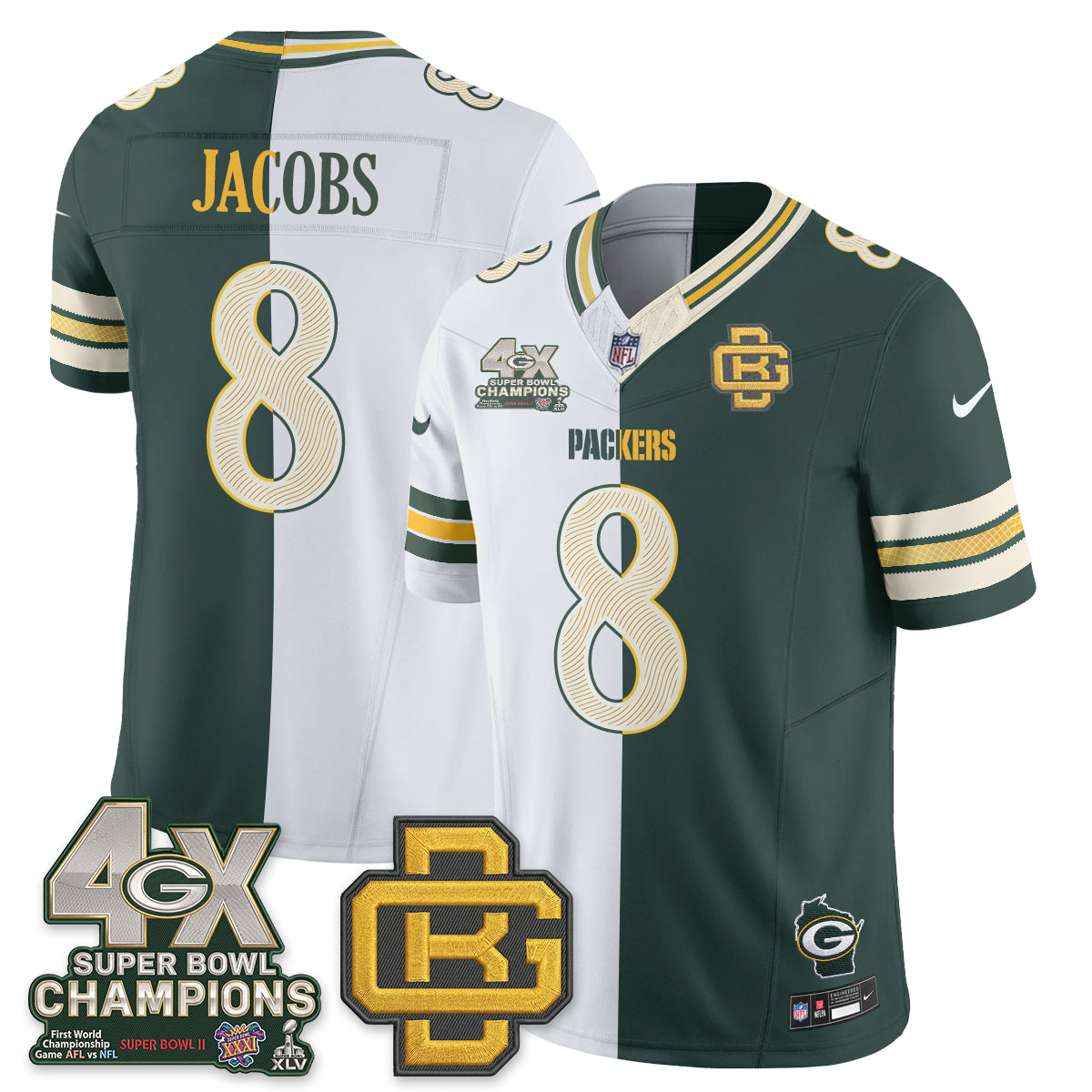 Green Bay Packers Rivalries Split Edition Vapor Jersey - Stitched
