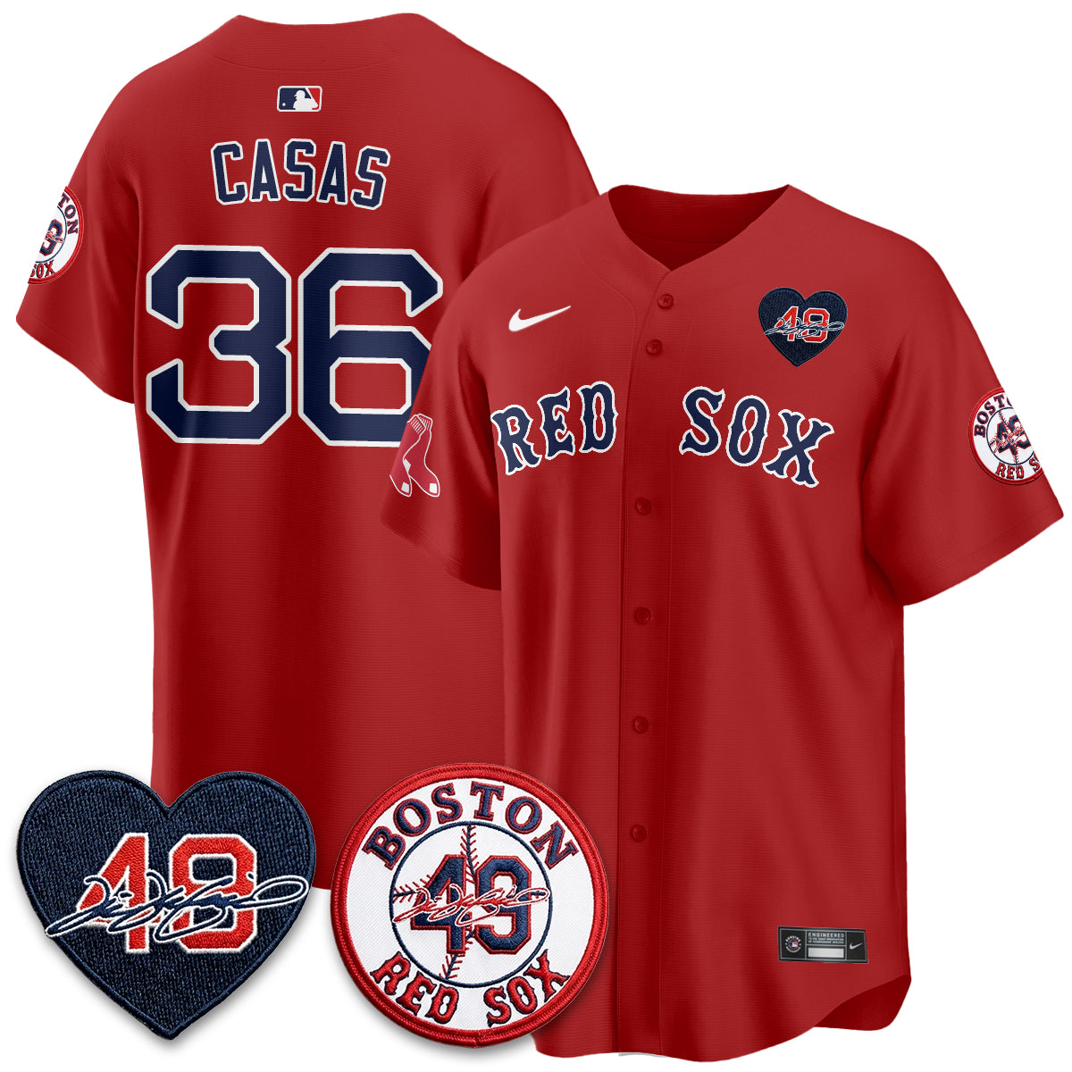 BOS Tim Wakefield Memorial Patch Vaper Premier Limited Red Jersey - All Stitched