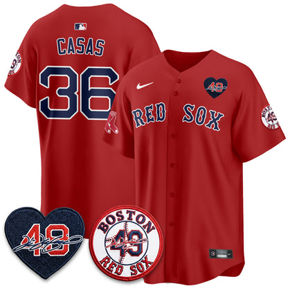 BOS Tim Wakefield Memorial Patch Vaper Premier Limited Red Jersey - All Stitched