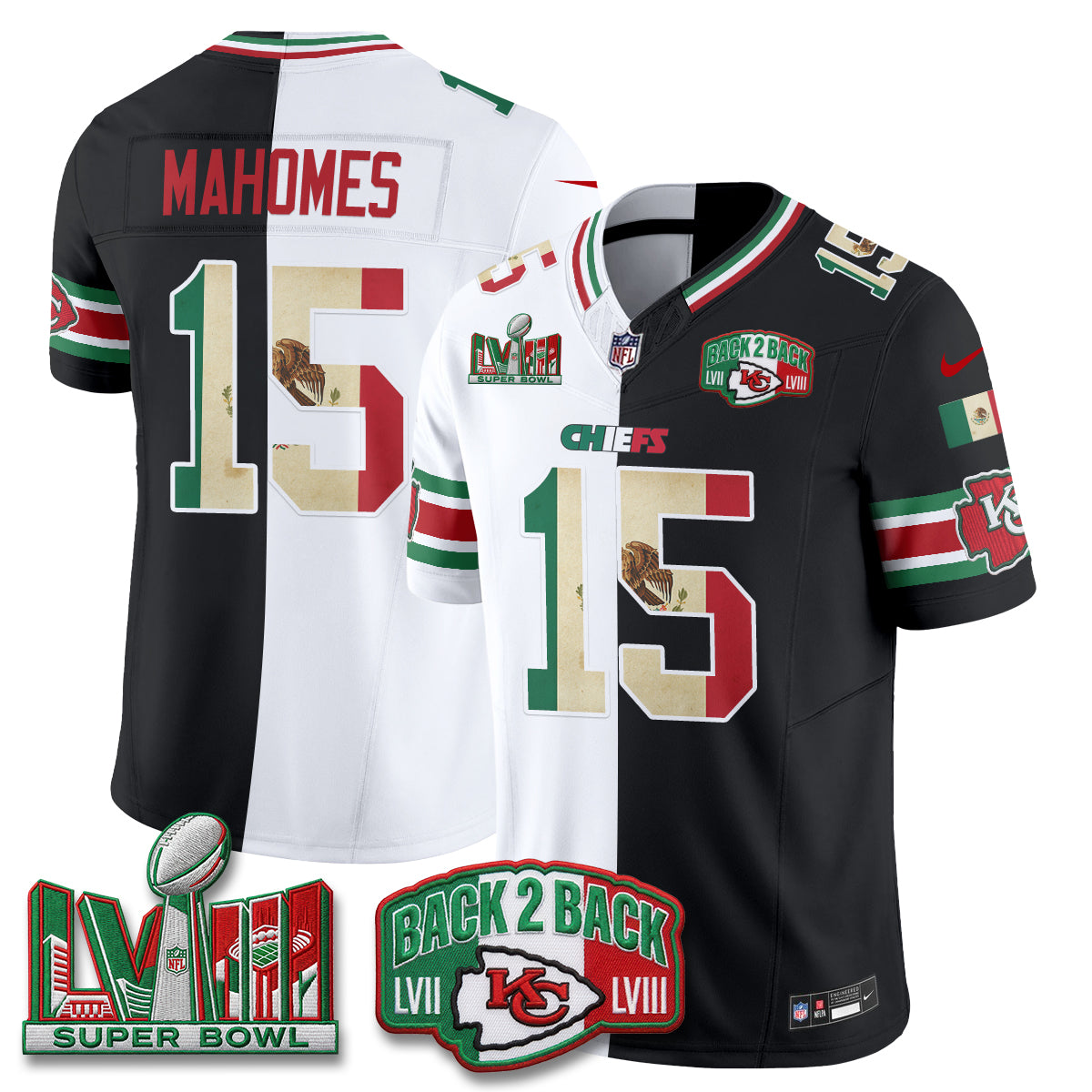 Kansas City Chiefs Mexico Split Edition Vapor Jersey - Stitched