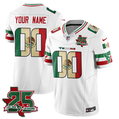 HOU 25 Seasons Mexico Style Vapor Custom Jersey - Stitched
