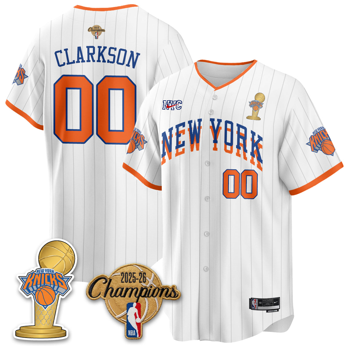 NYK 2026 NBA Champions Vapor Black Gold Jersey - Stitched