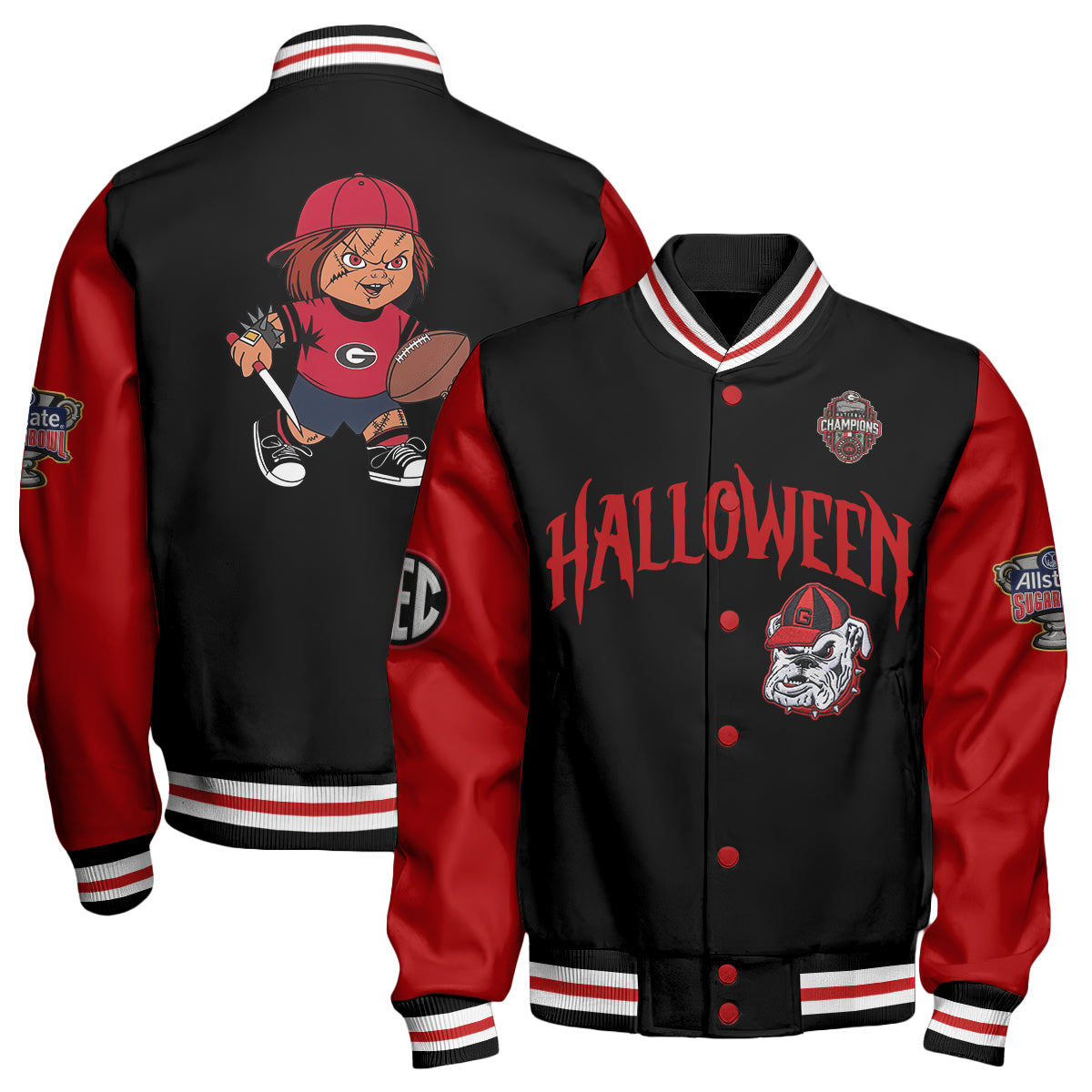 GB x Killer Doll Horror Movie Halloween 2026 Edition Baseball Jacket - Printed