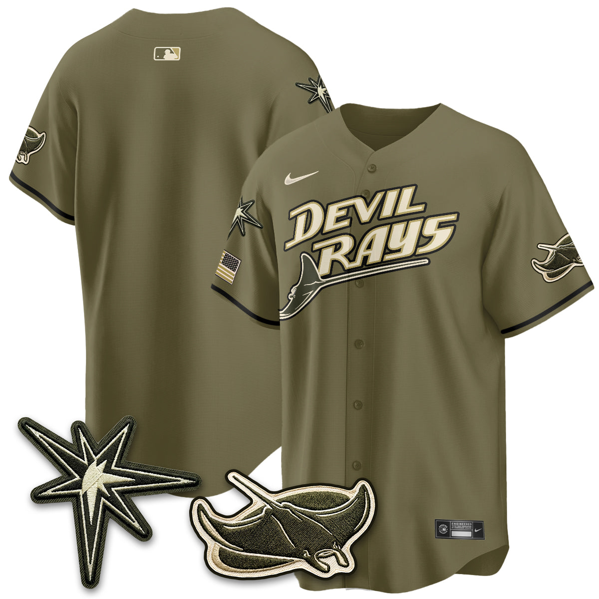 TB New Era Olive 2026 Armed Forces Day Jersey - All Stitched