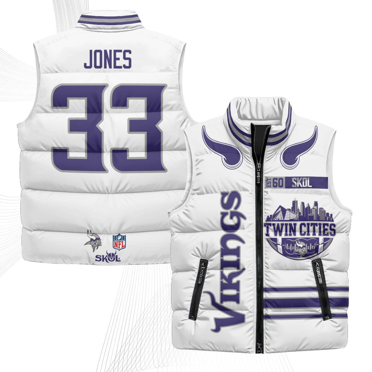 Minnesota Vikings Twin City Puffer Vest - Printed