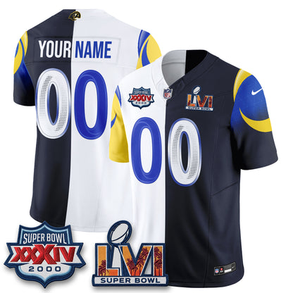 Los Angeles Rams Rivalries Split Vapor Custom Jersey - Stitched